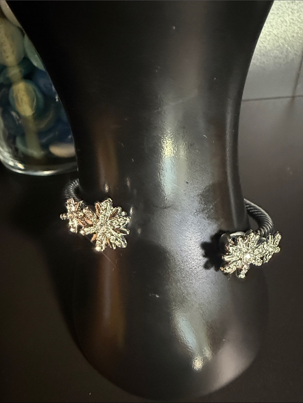 Silver Floral Cable Cuff Bracelet - Women Jewelry Bracelets